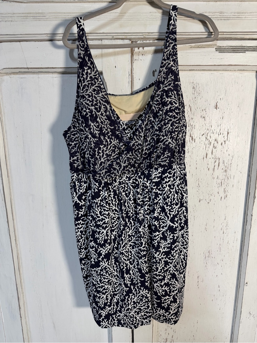 Navy and White Coral Print Swimsuit by D & CO Beach